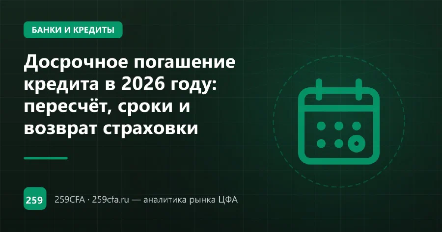 Досрочное погашение кредита в 2026 году: пересчёт, сроки и возврат страховки